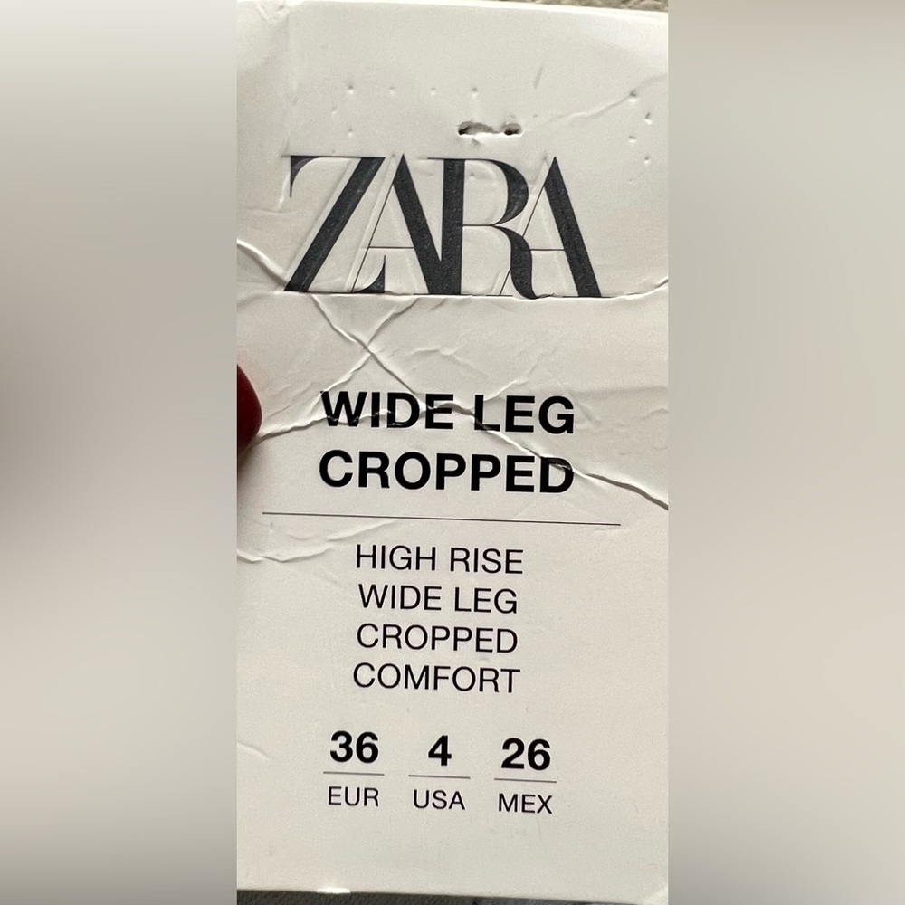 Zara New with Tags Size 4 - Wide Leg Cropped Light Blue Women's Jeans - Picture 5 of 12